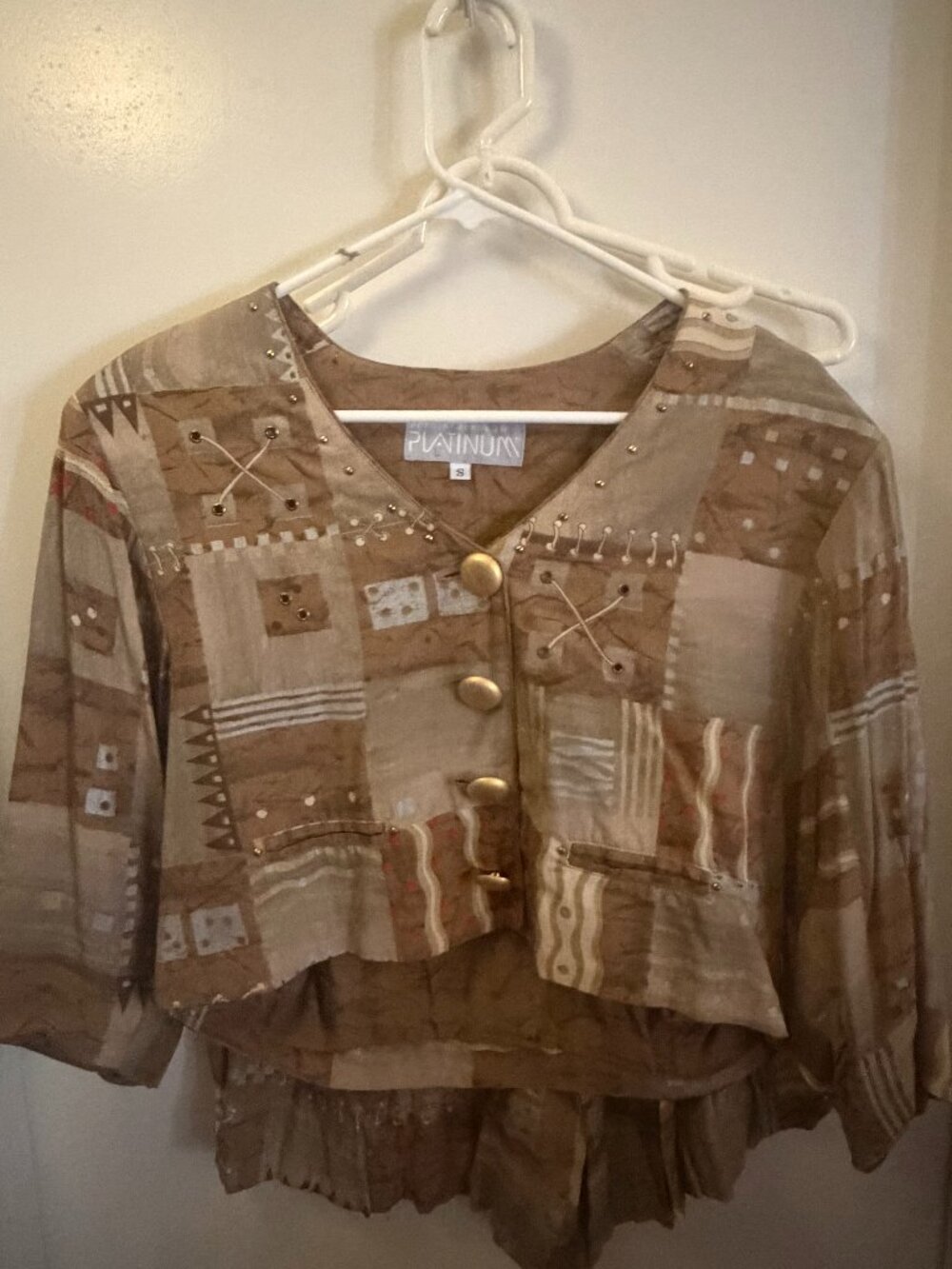 Platinum Patchwork Outfit  W S (Jacket) 10 (shorts)